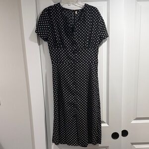 SHEIN Black and White Polka Dot Midi Dress